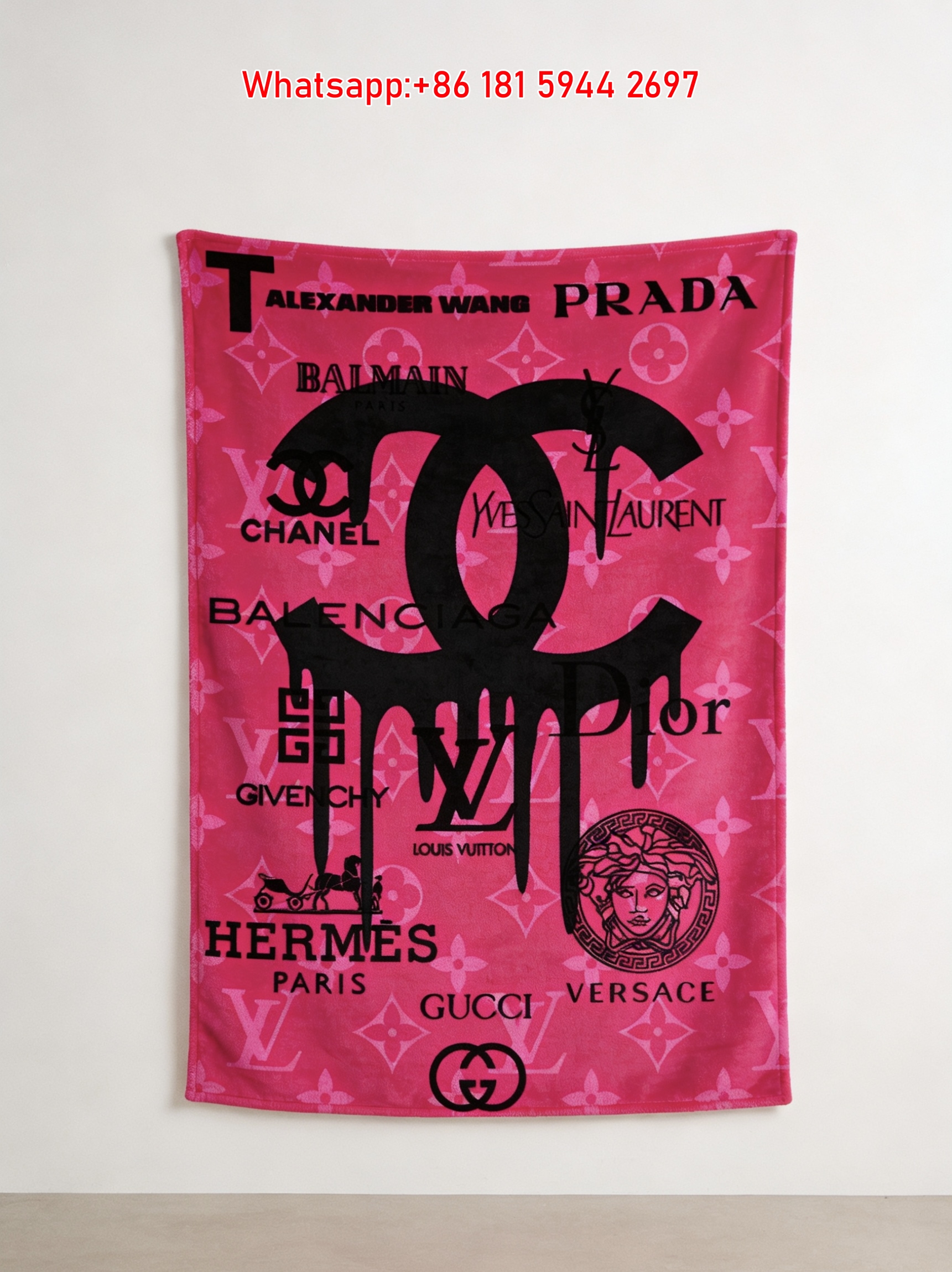Chanel Dripping Logo Luxury Designer Flannel Throw Blanket IMG_7137